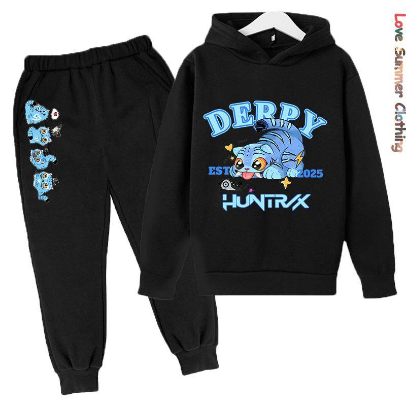 KPop Dämonenjägerinnen Hoodie Trainingsanzug Charakter Hoodie HD Druck Herbst Kinder Hoodie Set Dünnes Fleece Hoodie Set Polyester 140 von Joom DACH