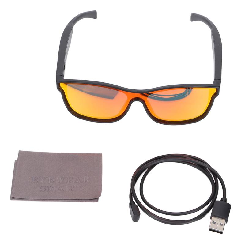 Kabellose Smart-Bluetooth-Sonnenbrille mit offenem Ohr, Musik, wasserdichte Brille für Männer und Frauen, Orange Rot von Joom DACH