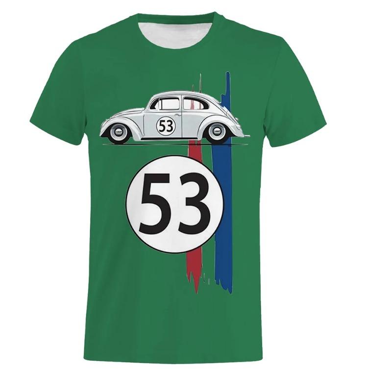 Käfer 53 Nummer T-Shirt Männer Auto Kurzarm Einfache Herbie Tees T-Shirts Rallye Auto Männlich Schwarz Gedruckt 3D T-Shirt L von Joom DACH
