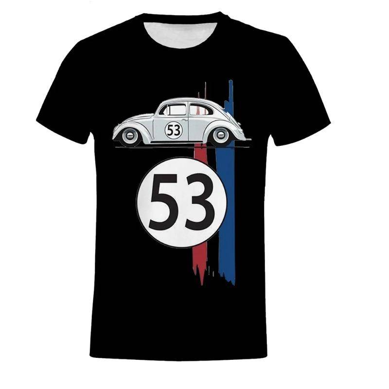 Käfer 53 Nummer T-Shirt Männer Auto Kurzarm Einfache Herbie Tees T-Shirts Rallye Auto Männlich Schwarz Gedruckt 3D T-Shirt XXL von Joom DACH