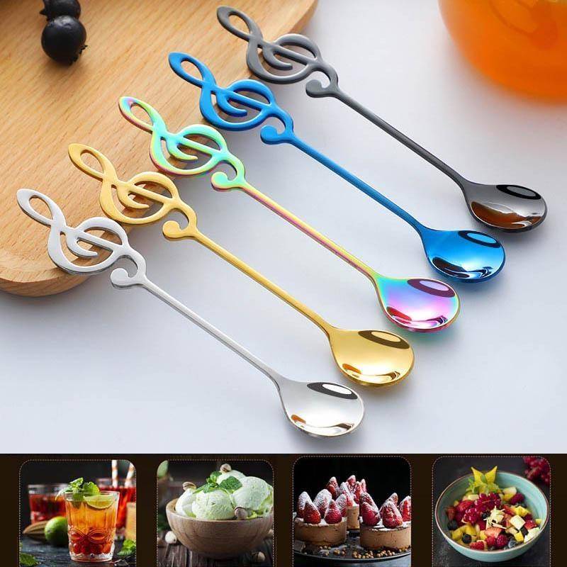 Kaffee Kugeln Coffeeware Edelstahl Musical Note Kreative Kaffee Milch Löffel Eis Rühren Dessert Löffel Geschirr silber von Joom DACH