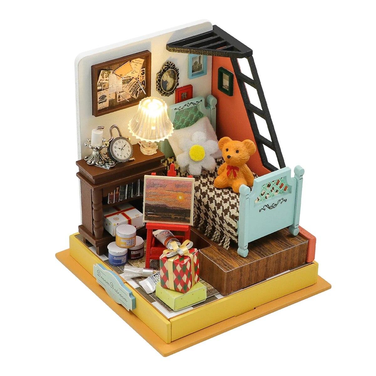 Kaffee Shop Baby Haus Kit Mini DIY handgemachte 3D Holz Puzzle Montage Gebäude Spielzeug Hause Schlafzimmer Dekoration mit Möbeln Size 2 von Joom DACH