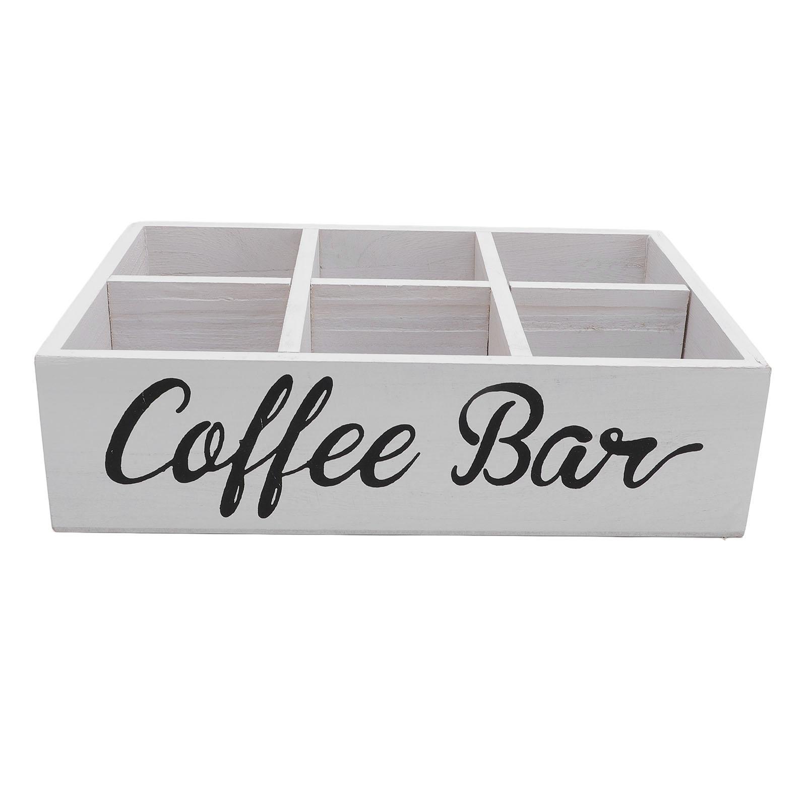 Kaffee-Stations-Organizer mit Trennwand Holz-Kaffeebar-Zubehör Aufbewahrungsbox Teebeutel Kaffee White von Joom DACH