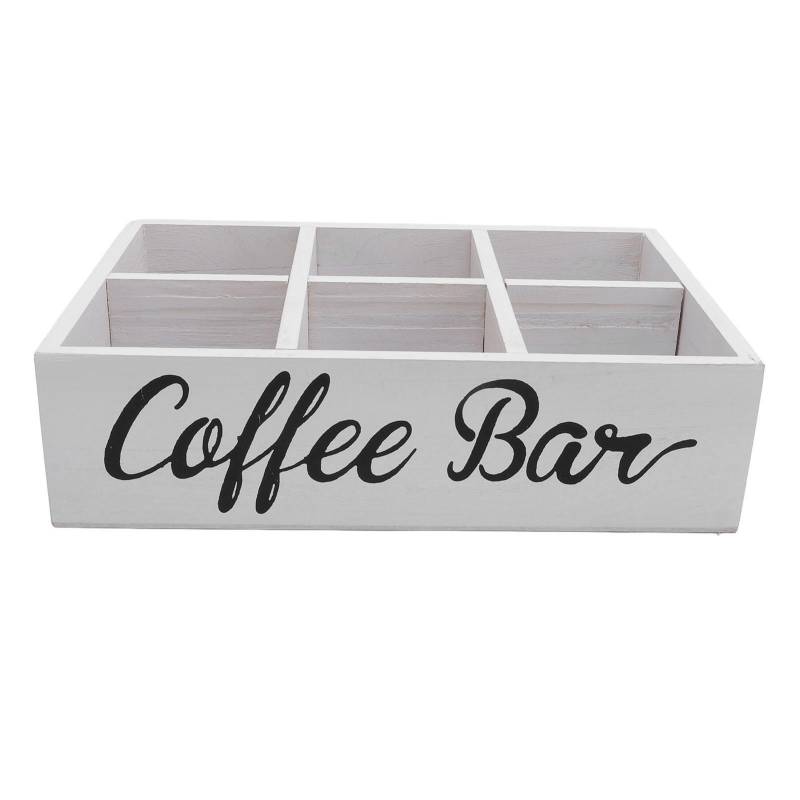 Kaffee-Stations-Organizer mit Trennwand Holz-Kaffeebar-Zubehör Aufbewahrungsbox Teebeutel Kaffee White von Joom DACH