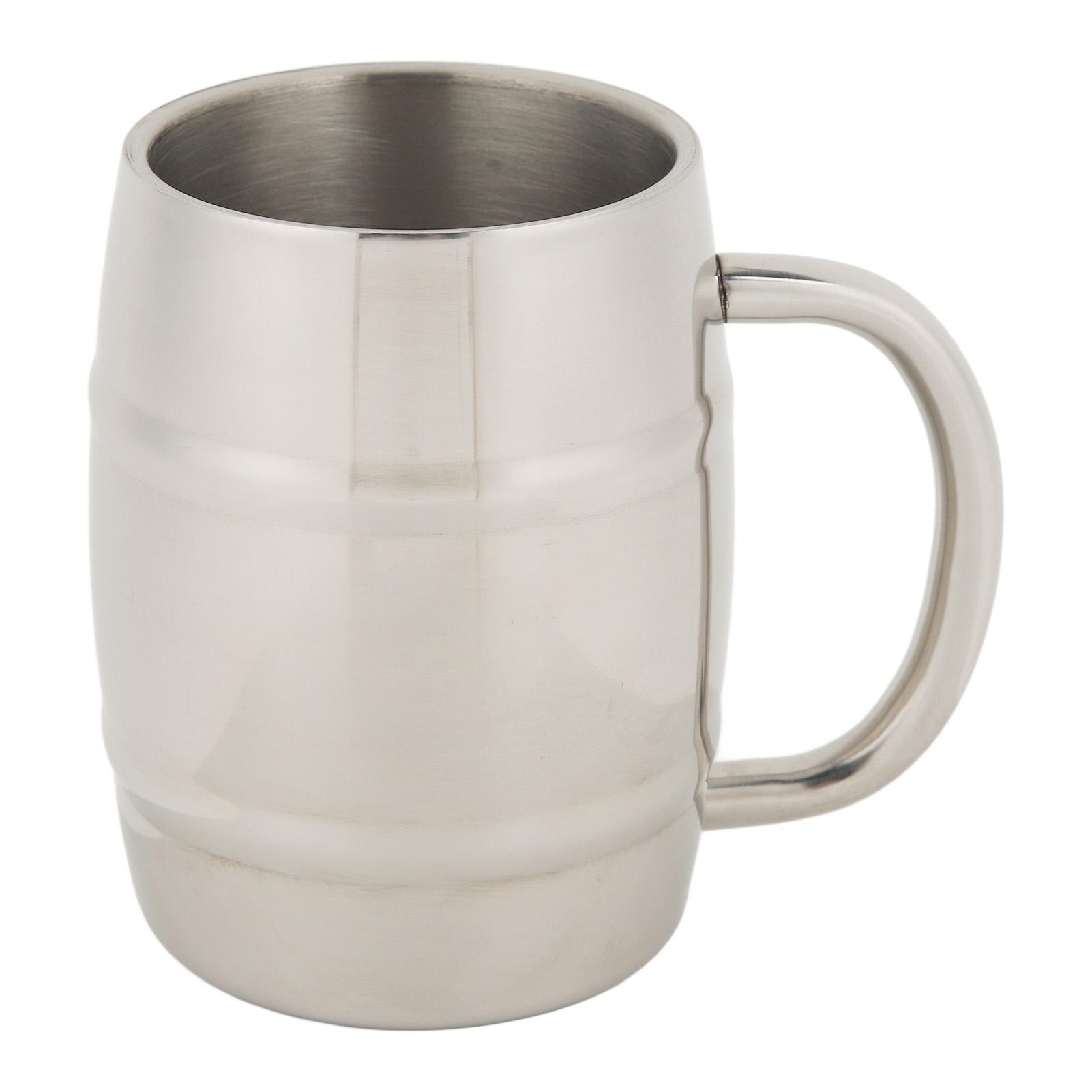 Kaffeebecher, 450 ml, Edelstahl, doppellagig, mit Griff, pflegeleicht, Teetasse für Bier von Joom DACH
