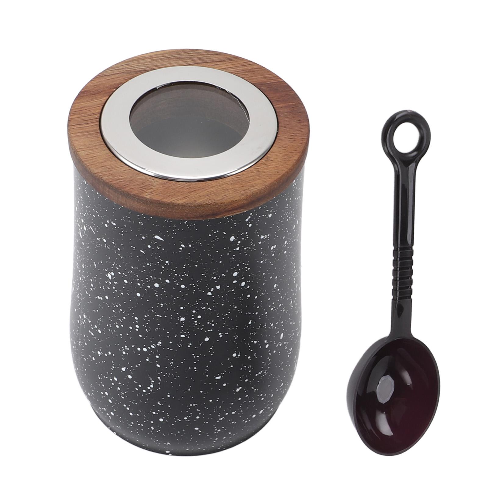 Kaffeebohnenbehälter Luftdicht Edelstahl Sichtbar 800ml mit Löffel Kaffeebohnenbehälter für Black Spray Dot von Joom DACH