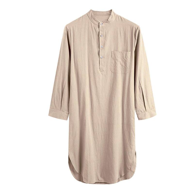 Kaftan Casual Herren Schlaf Roben Einfarbig Langarm Nachthemd O Hals Freizeit Herren Nachthemd Roben Arabische Hemden 3xl khaki von Joom DACH