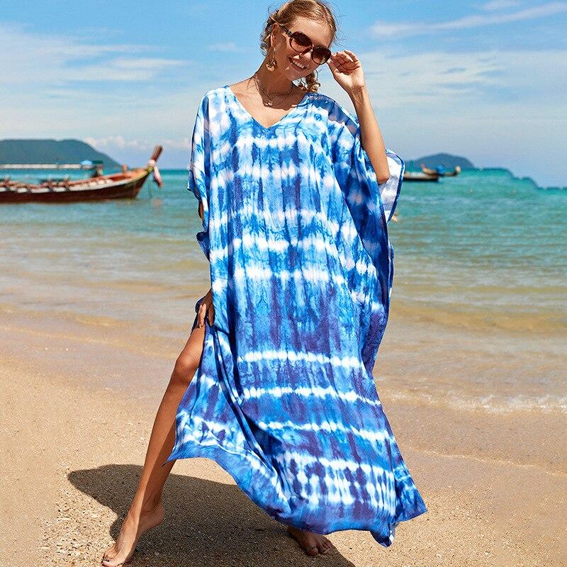 Kaftan Strandkleid Rayon Damen Boho Bunt Bedruckt Plus Size Maxi Sommer Badeanzug Cover Up One Size hellblaue Kaftan Strandkleid Rayon Damen Boho Bunt Bedruckt Plus Size Maxi Sommer Badeanzug Cover Up One Size hellblaue von Joom DACH