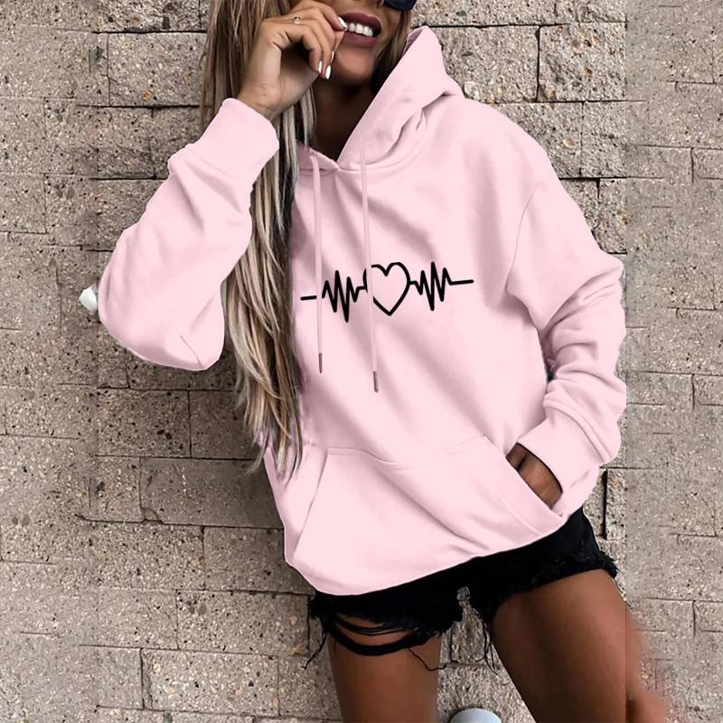 Kaixinjiuhao Damen-Sweatshirt, modisch, lässig, lustiger Aufdruck, Kapuzenpullover, lockeres Sportoberteil, Pullover XXXL rosa von Joom DACH