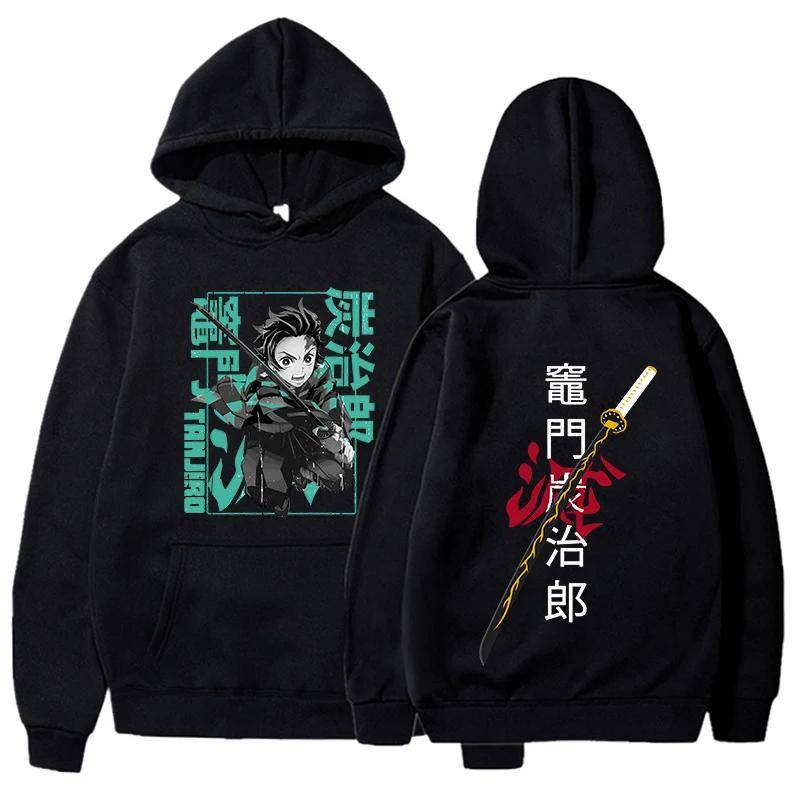 Kamado Tanjirou Demon Slayer Bedruckter Hoodie Anime Grafik Sweatshirt Damen Herren Casual Tops Langarm Fleece Kapuzenpullover L schwarz von Joom DACH