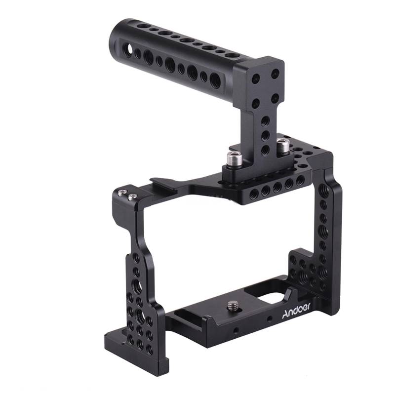 Kamerakäfig + Top-Griff-Set, Videofilm, Filmherstellung, Stabilisator aus Aluminiumlegierung mit Kälte Camera Cage & Top Handle schwarz von Joom DACH