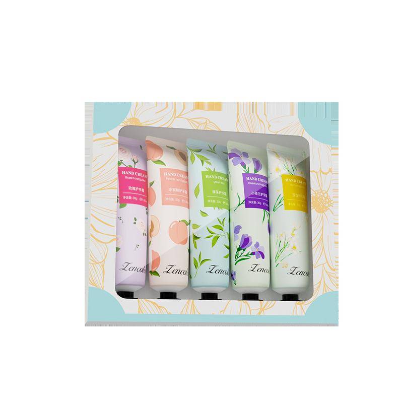 Kamille-Handcreme-Set, feuchtigkeitsspendende, feuchtigkeitsspendende, nährende Handcreme, Four Seasons, zarte weiße Handcreme, 10 Geschmacksrichtungen, Fruchtduft 5pcs/set von Joom DACH