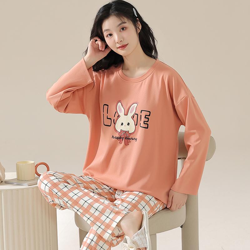 Kaninchen-Pyjama-Set für Damen, Pullover, lange Ärmel, lange Hosen, Herbst-Winter, süßer Pyjama, weiche Nachtwäsche, gemütlicher Pyjama für Damen und Mädchen 5XL von Joom DACH