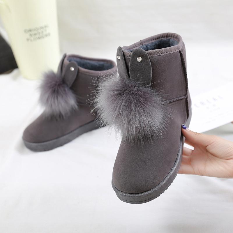 Kaninchenohren weiche Schneestiefel Damen Winter Warm Plüsch Ankle Booties Damenmode Slip On Baumwollschuhe 41 grau von Joom DACH