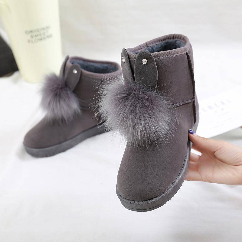 Kaninchenohren weiche Schneestiefel Damen Winter Warm Plüsch Ankle Booties Damenmode Slip On Baumwollschuhe 41 grau von Joom DACH