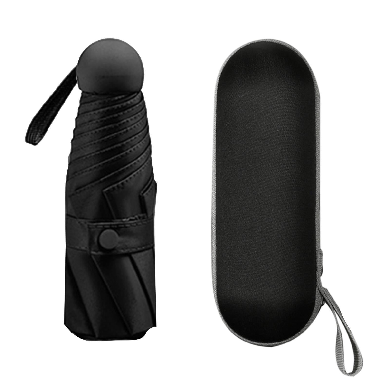 Kapsel Regenschirm Mini Taschenformat UV-beständig 2 Verwendung 5 Abschnitte 8 Kanten Outdoor-Zubehör Schwarz schwarz von Joom DACH