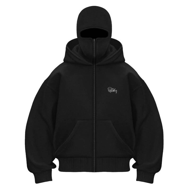 Kapuzenpullover, kurze Jacke, Doppelmütze für Herren und Damen, Outdoor-Sportjacke L schwarz von Joom DACH