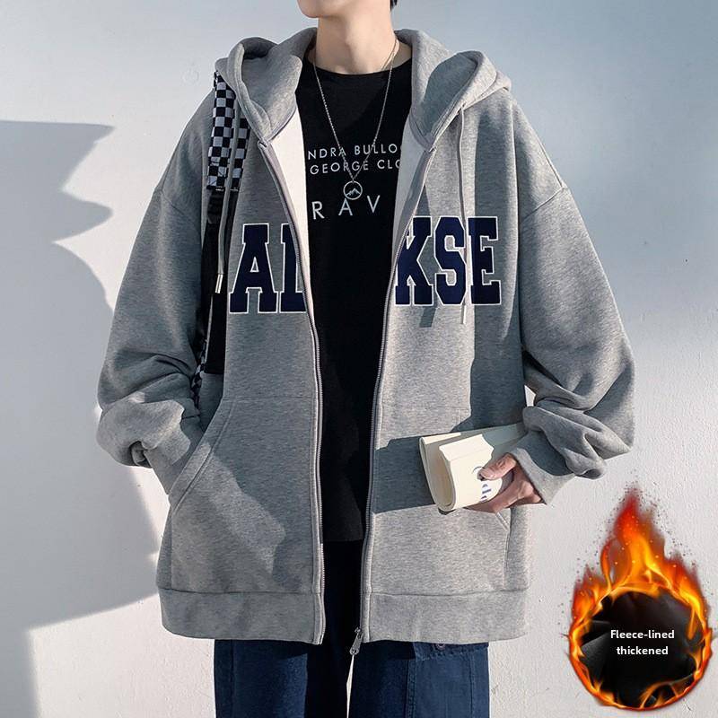 Kapuzenpullover Herren Einfarbig Ins Trendy Sport Hoodie Locker Lässige Stickerei Integrierte Fleecejacke 3XL von Joom DACH