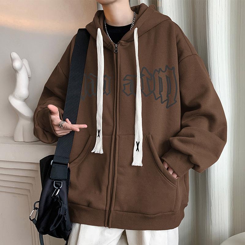 Kapuzenpullover Herrenjacke Hong Kong Style Trend Marke Paar Lose Top Kleidung Strickjacke Jungen Schwerer Hoodie M kaffeebraun von Joom DACH