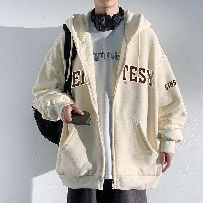 Kapuzenpullover Herrenmode Lockere Herren Integrierte Fleecejacke Trendy Besticktes Cardigan-Oberteil 3XL von Joom DACH