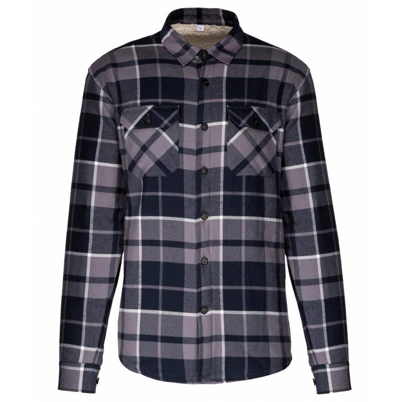 Kariban Karierte Herren-Hemdjacke mit Sherpa-Futter L von Joom DACH