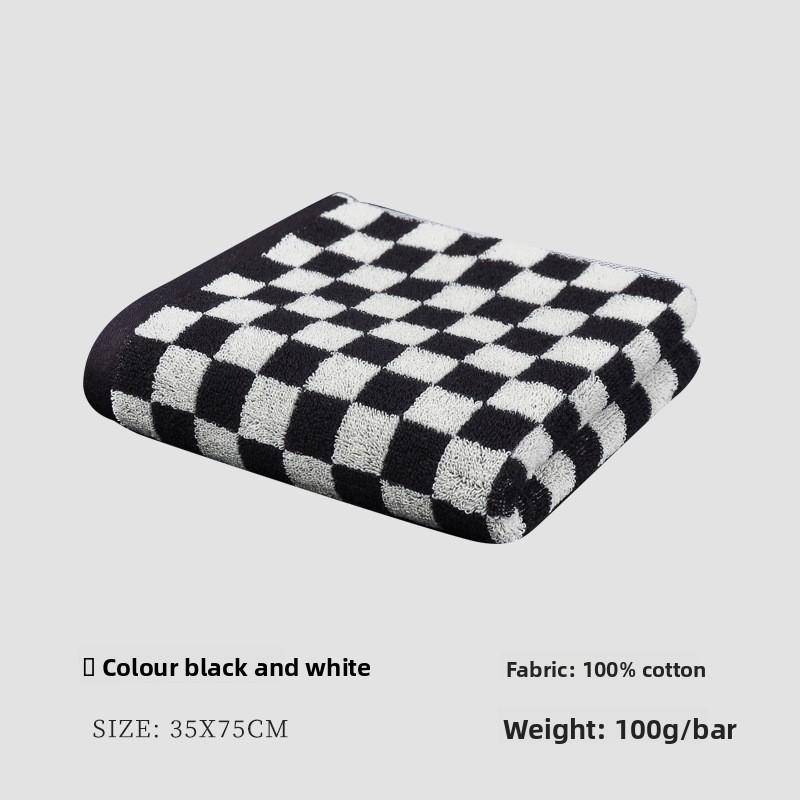 Kariertes Badetuch Baumwolle Gesichtstuch Erwachsene Saugfähige Handtücher Geschenkhandtuch Zubehör Badeutensilien 1PCS schwarz von Joom DACH
