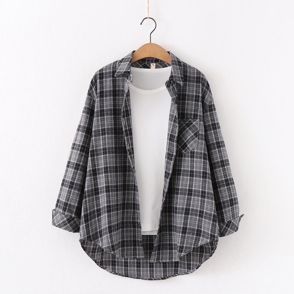Kariertes Hemd Frauen Lose Plus Größe Bluse Weibliche Lange Hülse Blusen Baumwolle Flanell Casual Shirt Frauen Tops Blusas M von Joom DACH