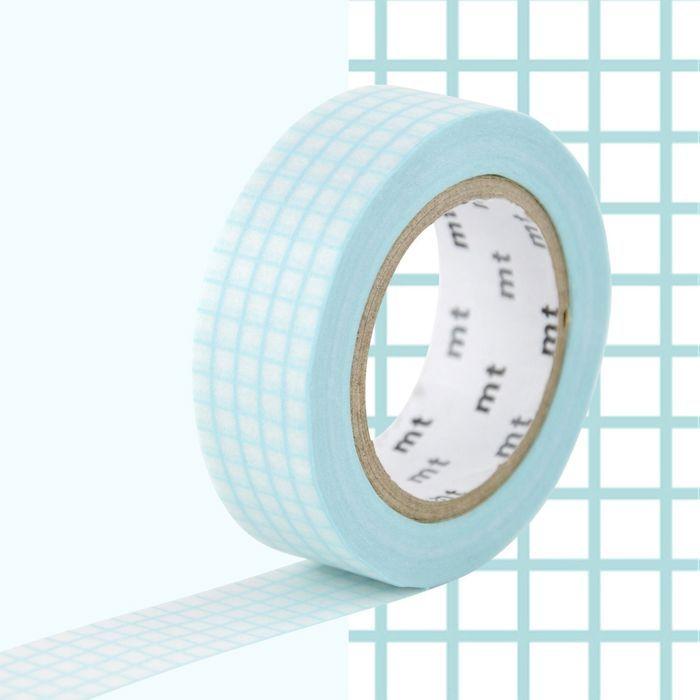 Kariertes Masking Tape - Aqua - 1,5 cm x 7 m blau von Joom DACH