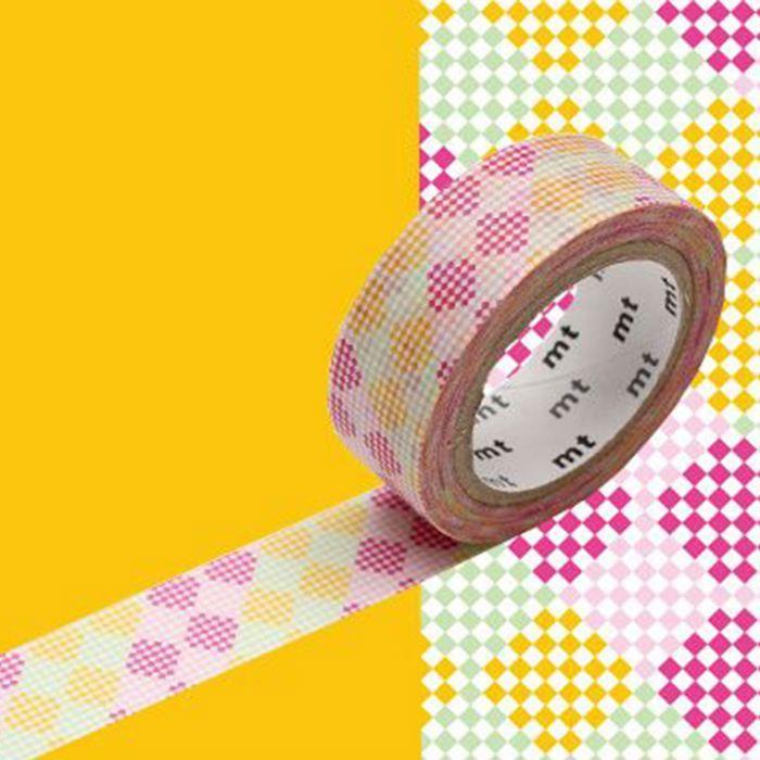 Kariertes Masking Tape - Rosa und Gelb - 1,5 cm x 7 m rosa von Joom DACH