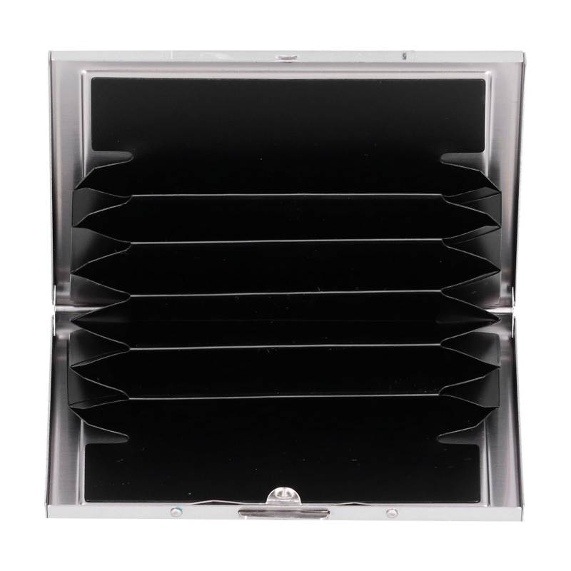 Kartenetui 6 Kartenfächer Antimagnetisch Edelstahl Verdecktes Knopfdesign PVC-Futter Karte schwarz von Joom DACH