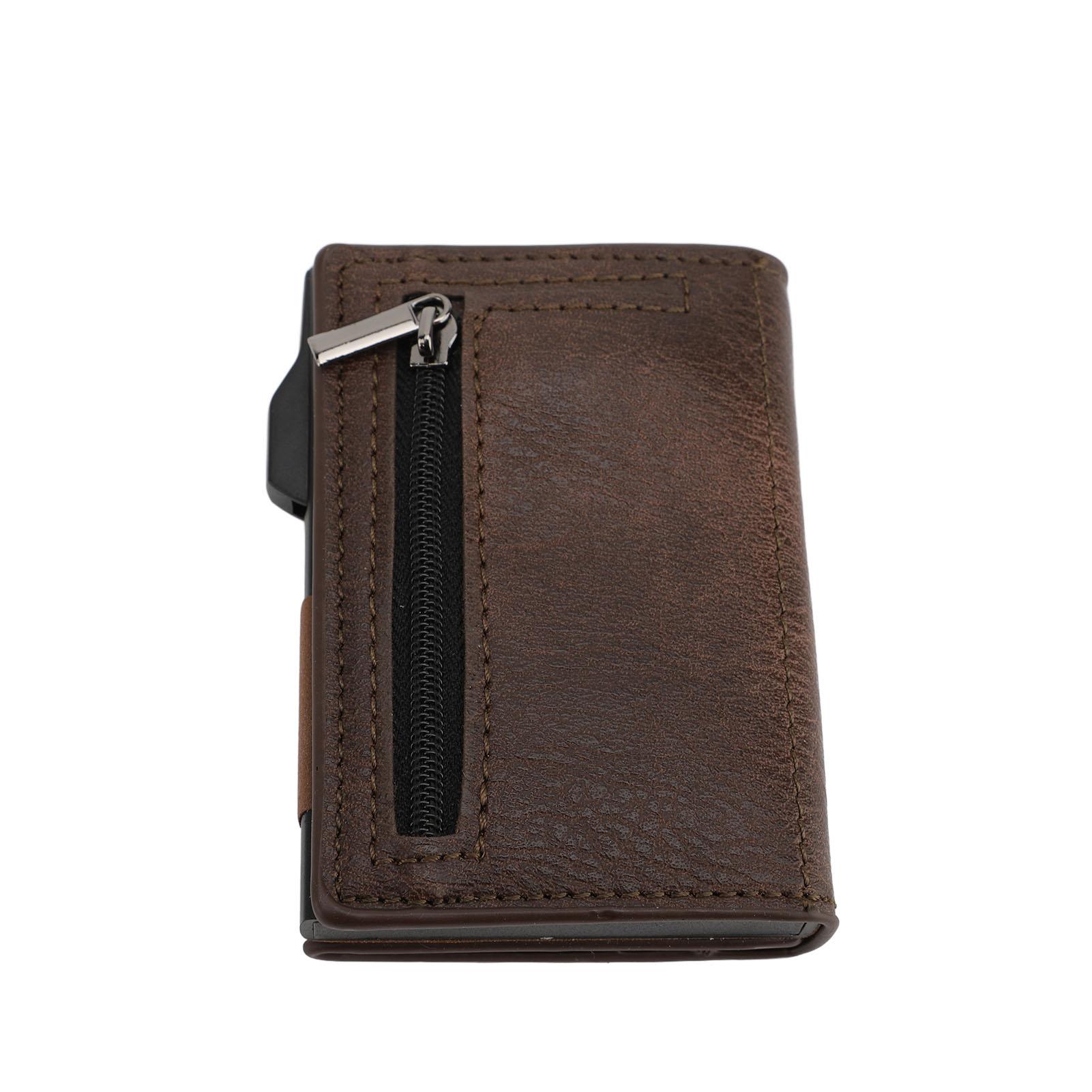 Kartenetui Geldbörse Diebstahlschutz PU-Leder Entmagnetisierungsschutz Große Kapazität Automatischer Pop-Up Kartenhalter kaffeebraun von Joom DACH