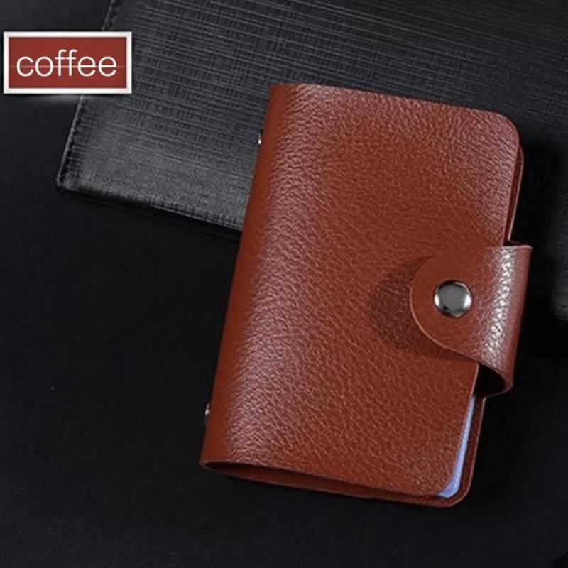 Kartenetui aus PU-Leder mit 24 Fächern – Visitenkarten- und Reisepasshülle, 10,5 x 7,5 x 2 cm, für 24 Karten, ideal für Männer und Frauen kaffeebraun von Joom DACH