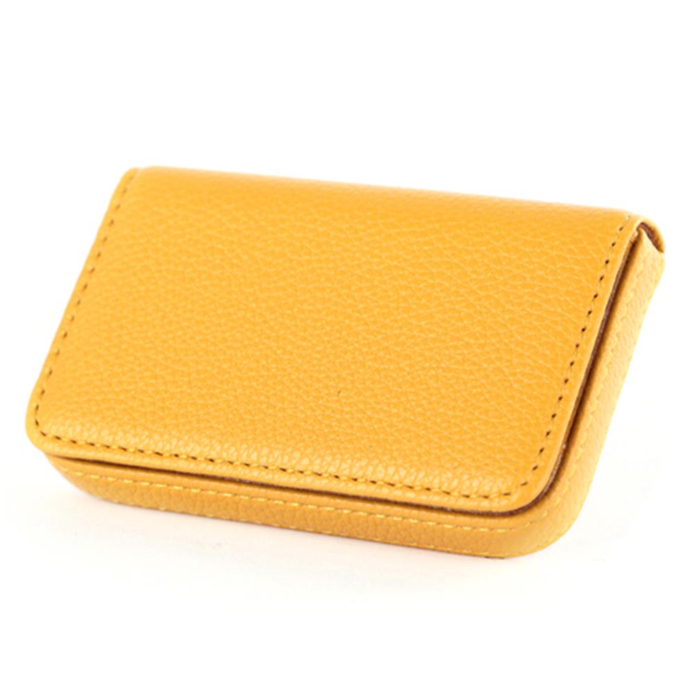 Kartenetui mit Litschi-Muster, großes Fassungsvermögen, Visitenkartenetui aus PU-Leder, Kreditkartenetui, Buch für Bankkarten gelb von Joom DACH