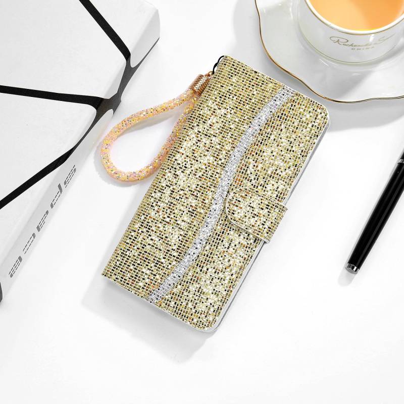 Kartenhalter Flip Wallet Hülle für iPhone16E 15 14 13 12 11 XR XS Samsung S36 S56 S25Edge S24 S22 S21 S20 Redmi Note 11 Pro 9T Sony Google Huawei Hülle Samsung S22 Ultra gold von Joom DACH