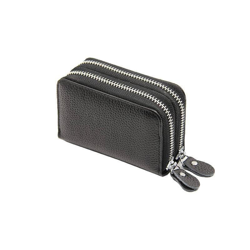 Kartenhalter aus massivem Rindsleder mit mehreren Kartenfächern, Anti-Scan-Leder, mit doppeltem Reißverschluss, Unisex-Geldbörse und geordnetem Kartenetui Kartenhalter aus massivem Rindsleder mit mehreren Kartenfächern, Anti-Scan-Leder, mit doppeltem Reißverschluss, Unisex-Geldbörse und geordnetem Kartenetui von Joom DACH