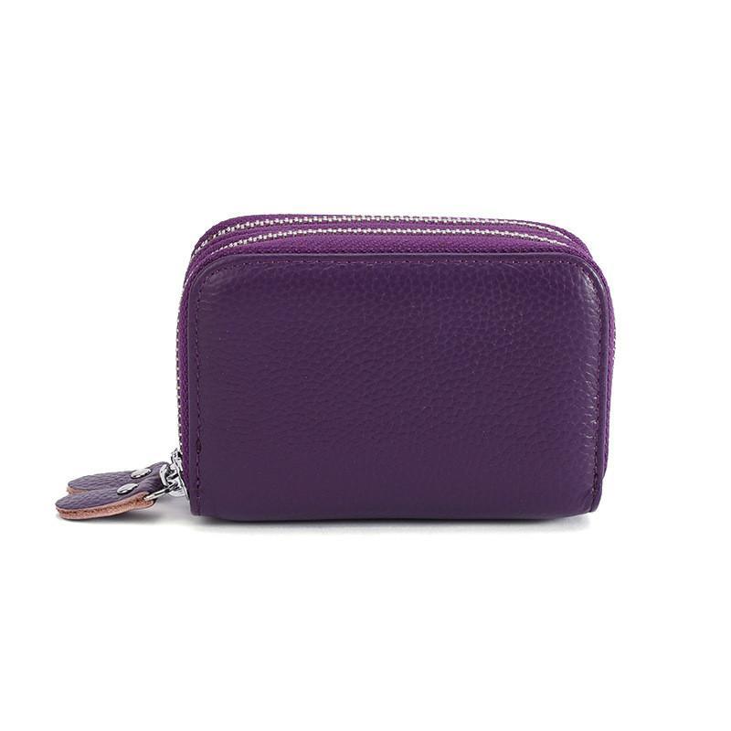 Kartenhalter aus massivem Rindsleder mit mehreren Kartenfächern, Anti-Scan-Leder, mit doppeltem Reißverschluss, Unisex-Geldbörse und geordnetem Kartenetui von Joom DACH