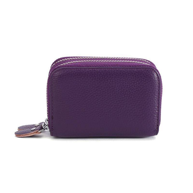 Kartenhalter aus massivem Rindsleder mit mehreren Kartenfächern, Anti-Scan-Leder, mit doppeltem Reißverschluss, Unisex-Geldbörse und geordnetem Kartenetui von Joom DACH