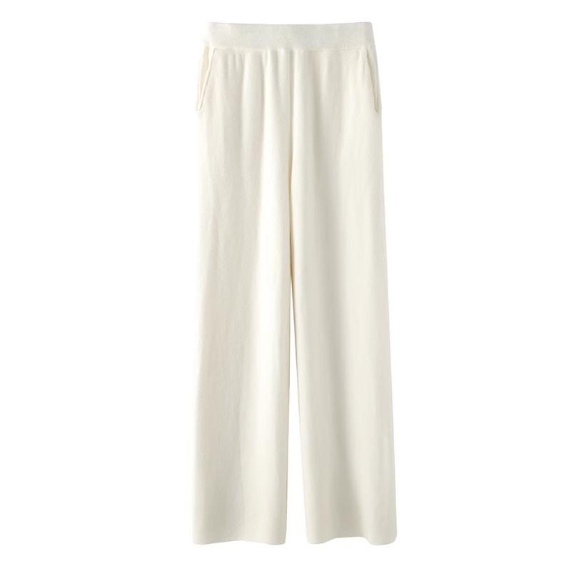 Kaschmir Jogginghose Frauen Herbst Winter 2023 Mode Hohe Taille Wolle Breite Bein Hosen Beiläufige Gerade Lose Hosen XL weiß von Joom DACH
