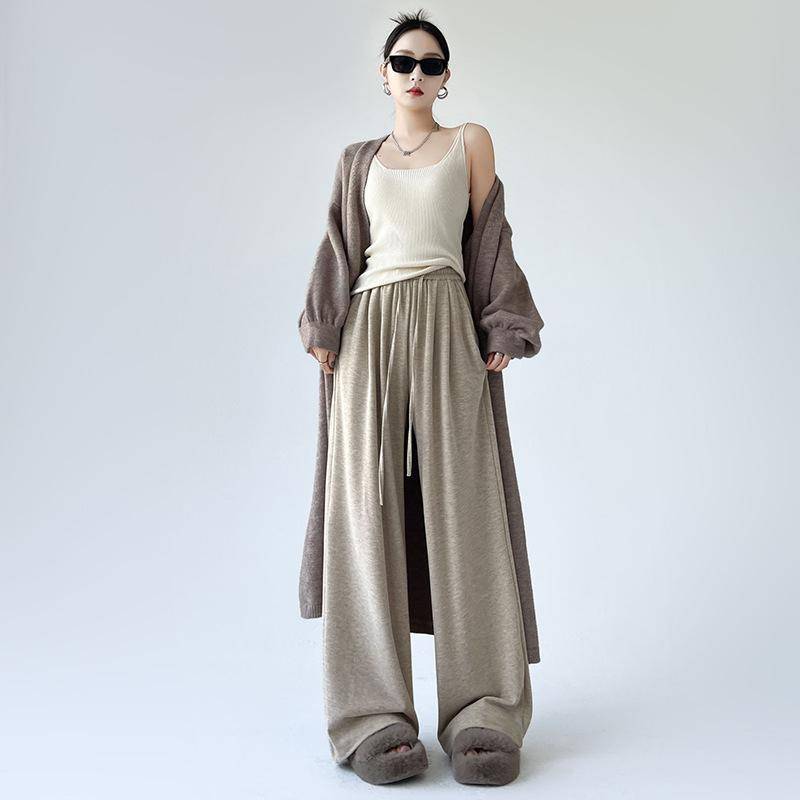 Kaschmir-Klebreishose, Shake-Hose, hoch taillierte Hose, lässige Hose mit weitem Bein für Damen, Frühling, neu, locker und vielseitig 2XL von Joom DACH