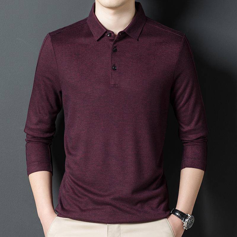 Kaschmir Langarm T-shirt Herbst Neue Mode Business herren Top Einfache Einfarbig Revers herren Langarm T-shirt 185/3XL von Joom DACH