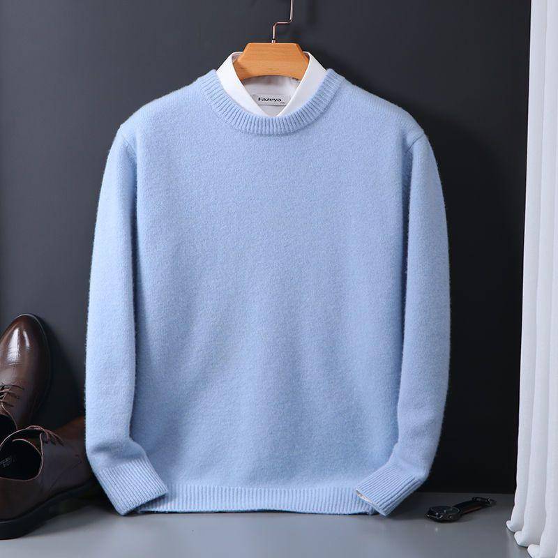 Kaschmir Pullover O Hals Pullover Männer lose übergroße gestrickte Bottom Shirt Herbst Winter koreanischen Casual Herren XL blau von Joom DACH