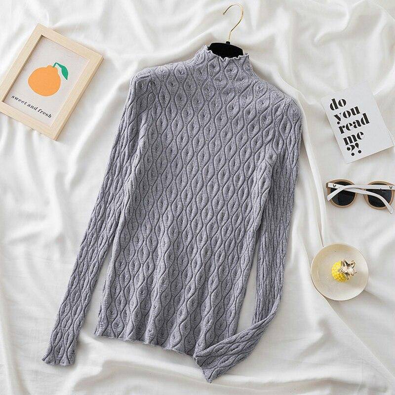 Kaschmir Rollkragenpullover Frauen Pullover Pullover Herbst Winter Neue Warme Pullover Schlank Tops Wolle Gestrickte Pullover Jumper Weiche Pull Femme 17688 One Size grau von Joom DACH