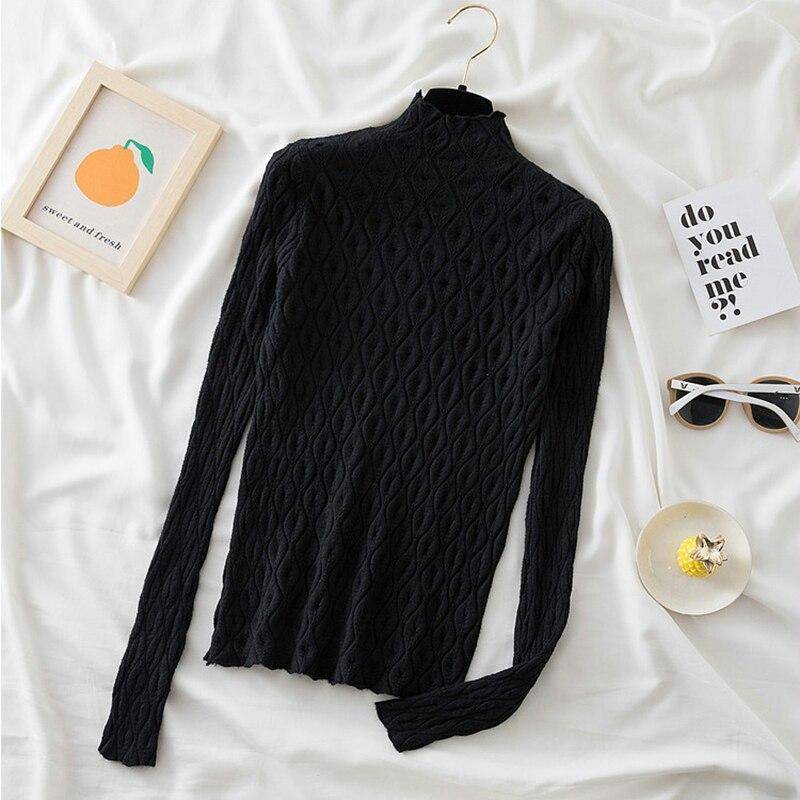 Kaschmir Rollkragenpullover Frauen Pullover Pullover Herbst Winter Neue Warme Pullover Schlank Tops Wolle Gestrickte Pullover Jumper Weiche Pull Femme 17688 One Size schwarz von Joom DACH