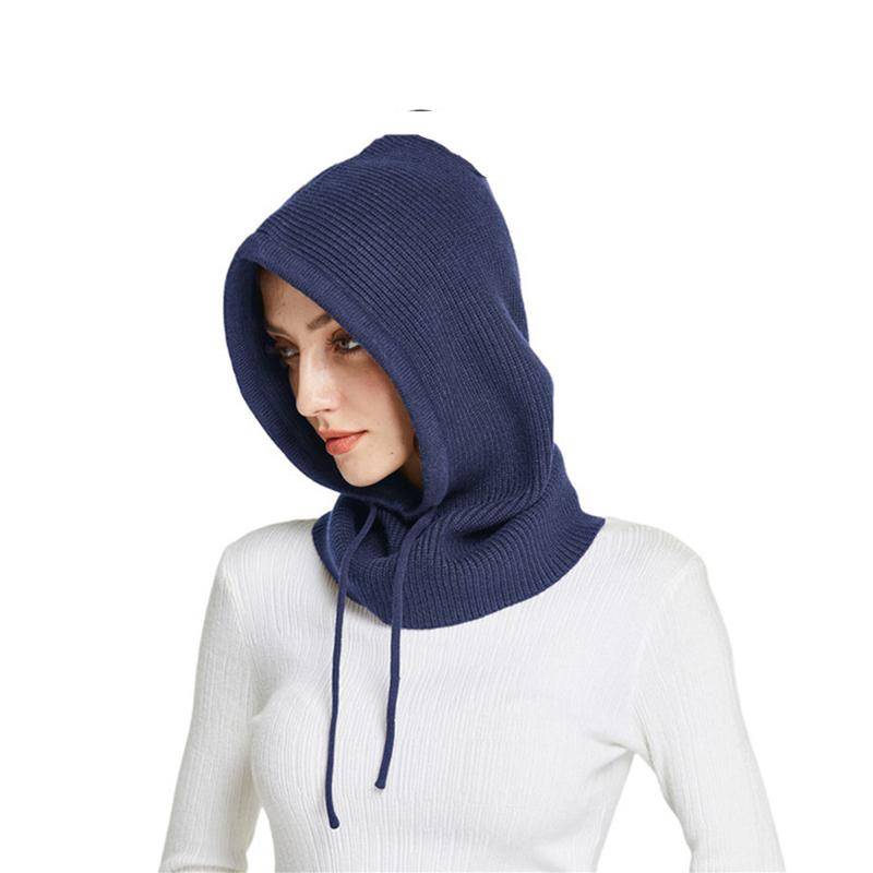 Kaschmir gestrickte Kapuzenmütze Frauen Winter Hals Abdeckung Balaclava Skullies Beanies Ohr Gesicht schützen warme Wollmützen gefälschte Kragen One Size von Joom DACH
