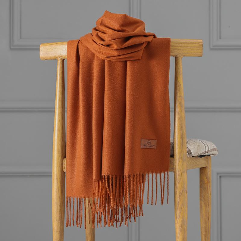 Kaschmirschal Damen Herbst und Winter einfarbiger Quastenschal verdickter warmer Schal 200x70cm von Joom DACH