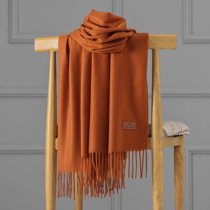 Kaschmirschal Damen Herbst und Winter einfarbiger Quastenschal verdickter warmer Schal 200x70cm von Joom DACH