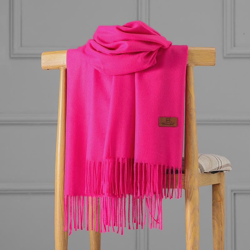 Kaschmirschal Damen Herbst und Winter einfarbiger Quastenschal verdickter warmer Schal 200x70cm von Joom DACH