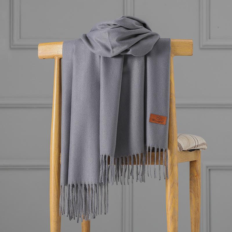 Kaschmirschal Damen Herbst und Winter einfarbiger Quastenschal verdickter warmer Schal 200x70cm von Joom DACH