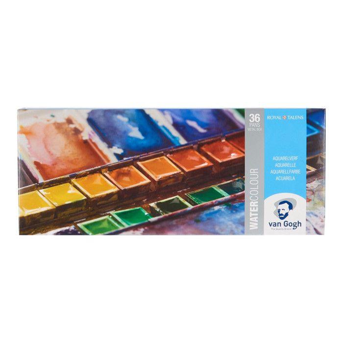 Kasten 36 Näpfchen Aquarellfarbe Van Gogh Royal Talens Metalldose weiß von Joom DACH