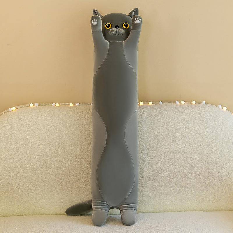 Katze Insel Kissen Puppe Plüsch Spielzeug Lange Katze Puppe Schlafen Rag Puppe Geburtstag Geschenk 130cm grau von Joom DACH